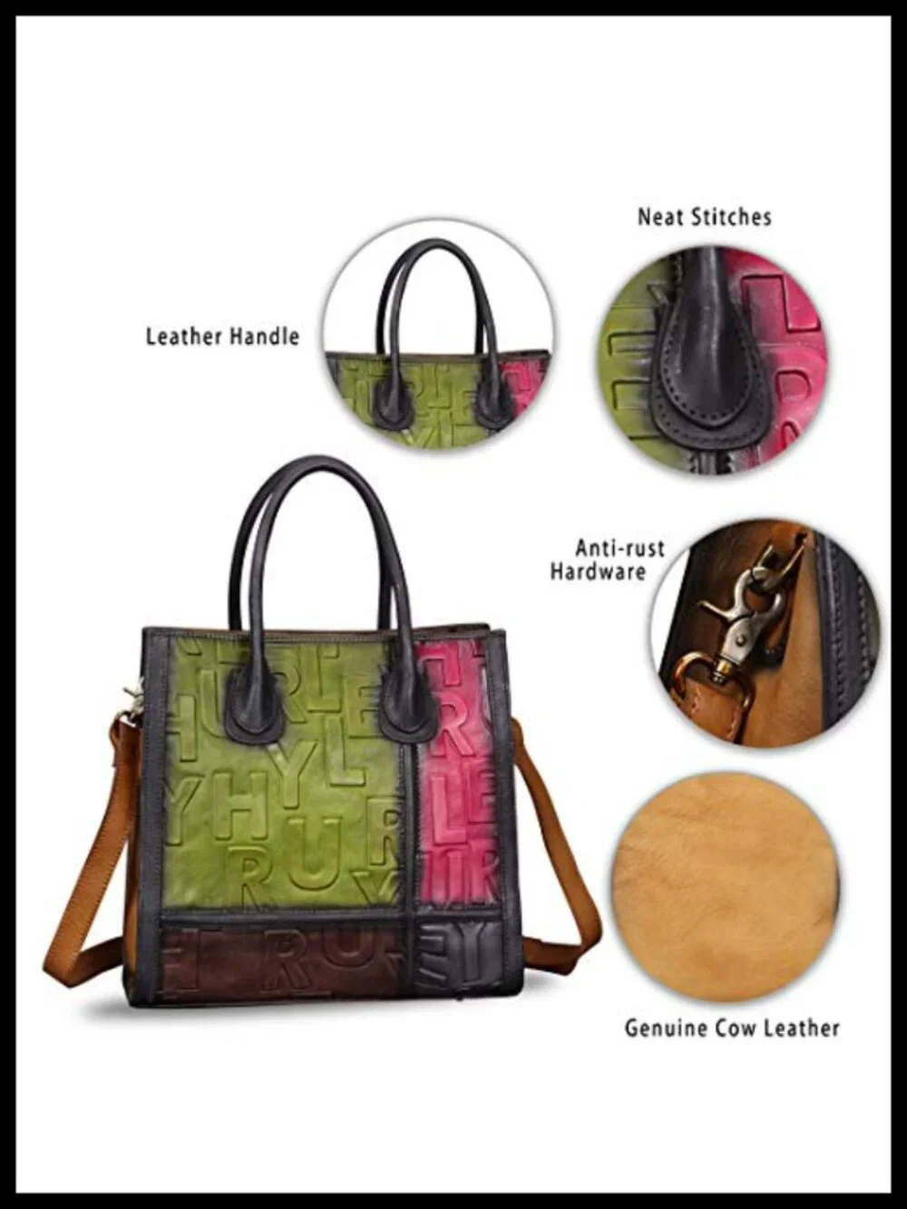 Genuine Leather Satchel Purse Vintage Tote Shoulder Bag Top Handle